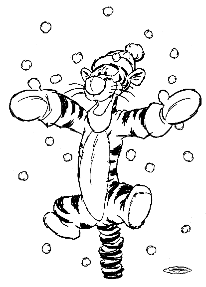 Drawing Tigger coloring in the snow ~ Child Coloring