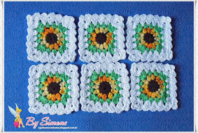 Porta copos em crochê girassol