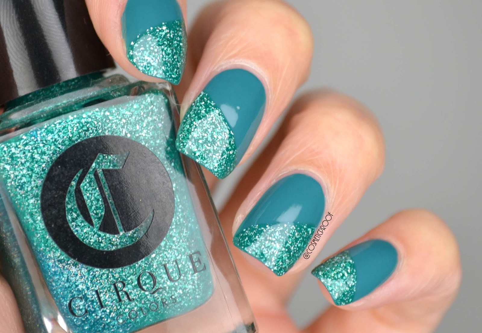 Teal and Glitter SNS Nail Design - wide 4