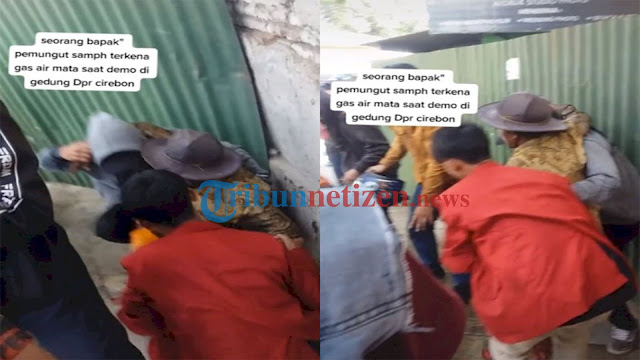Tragis! Video Seorang Pemulung Terkena Gas Air Mata Saat Berada di Sekitar Area Unjuk Rasa