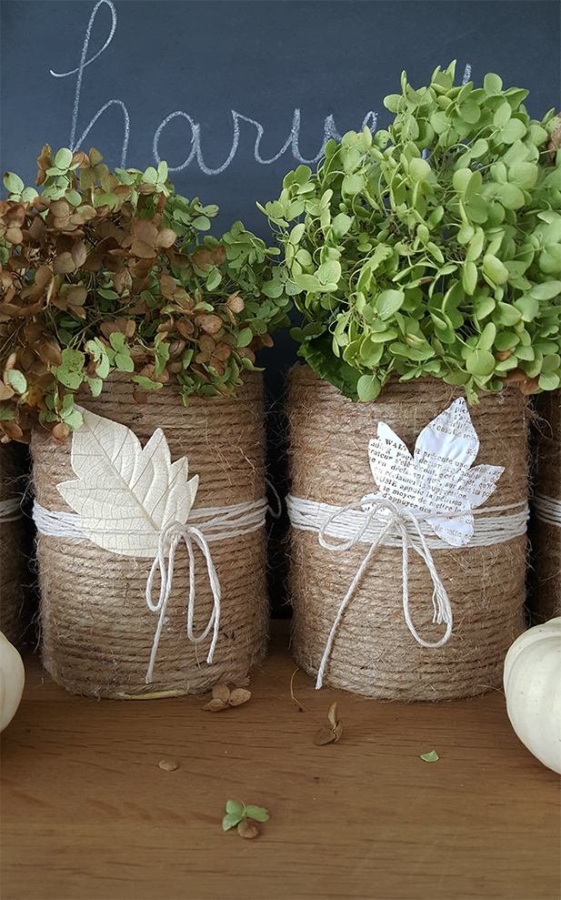 Use jute for fall DIY vases