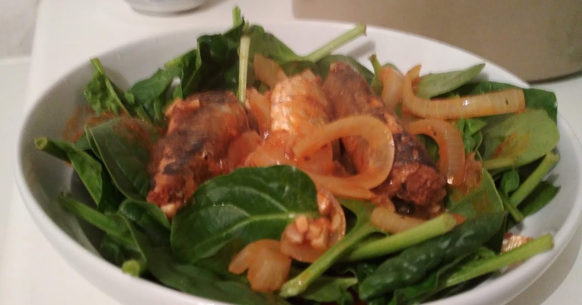 Sauteed sardines with fresh spinach