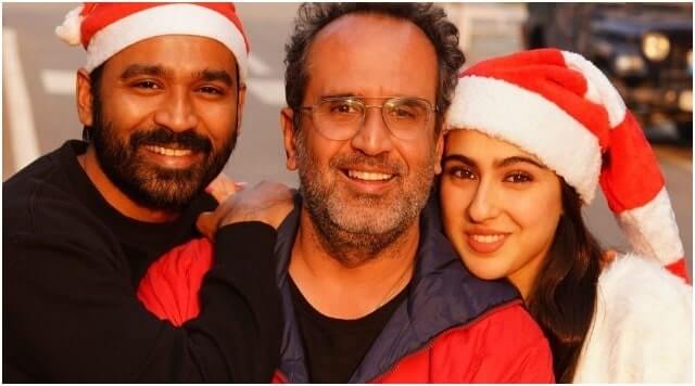 Sara Ali Khan And Dhanush Celebrating Christmas On Atrangi Re Sets With Director Aanand L Rai.