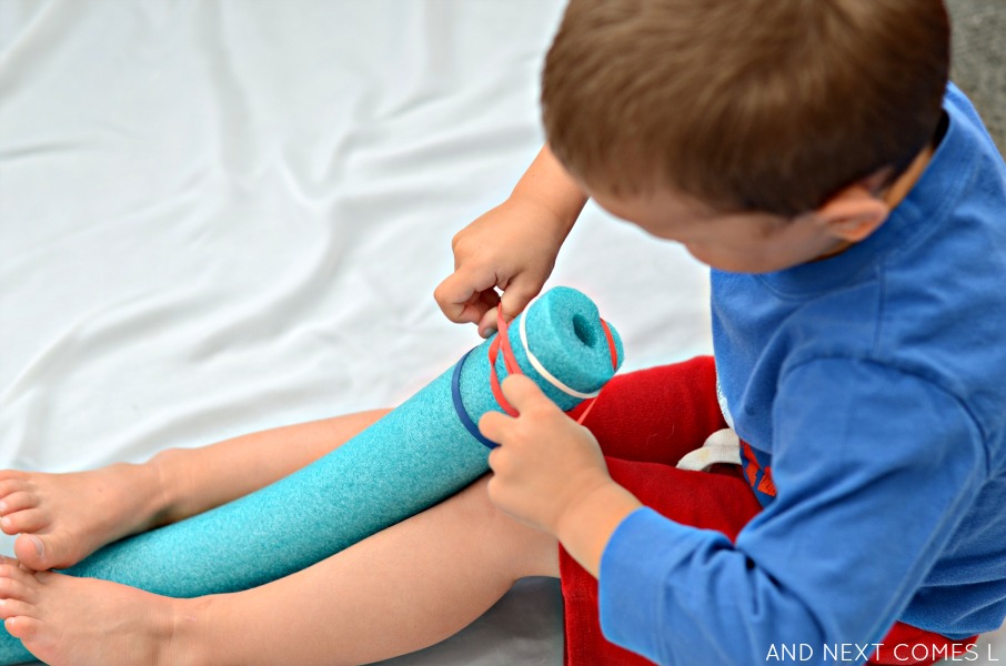 Pool Noodle & Rubber Band Fine Motor Activity for Kids And Next Comes