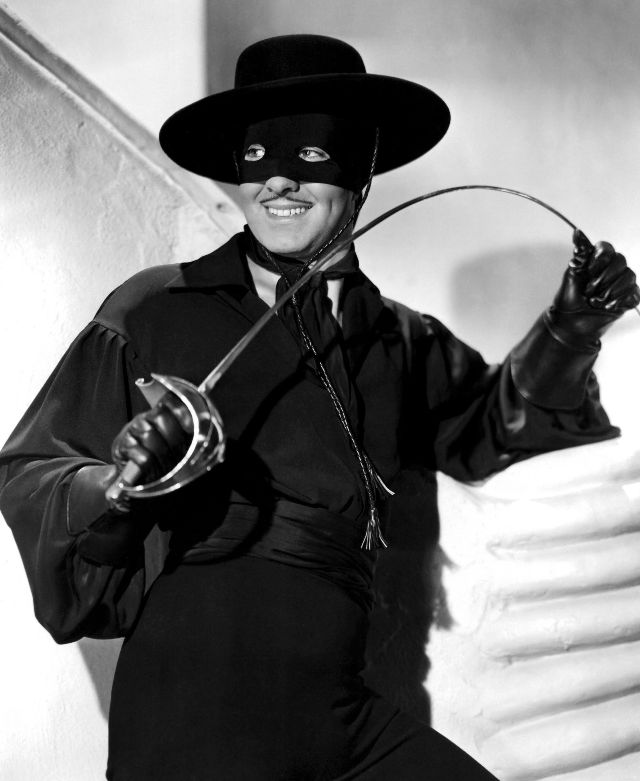 Vintage Photos of Tyrone Power As the Masked Vigilante in ‘The Mark of ...