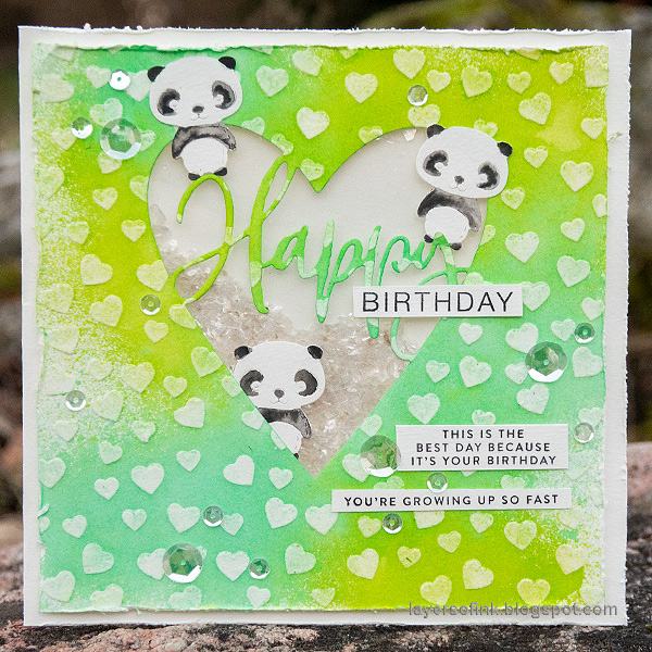 Layers of ink - Panda Shaker Card Tutorial by Anna-Karin Evaldsson. Layers of ink - Panda Shaker Card Tutorial by Anna-Karin Evaldsson.