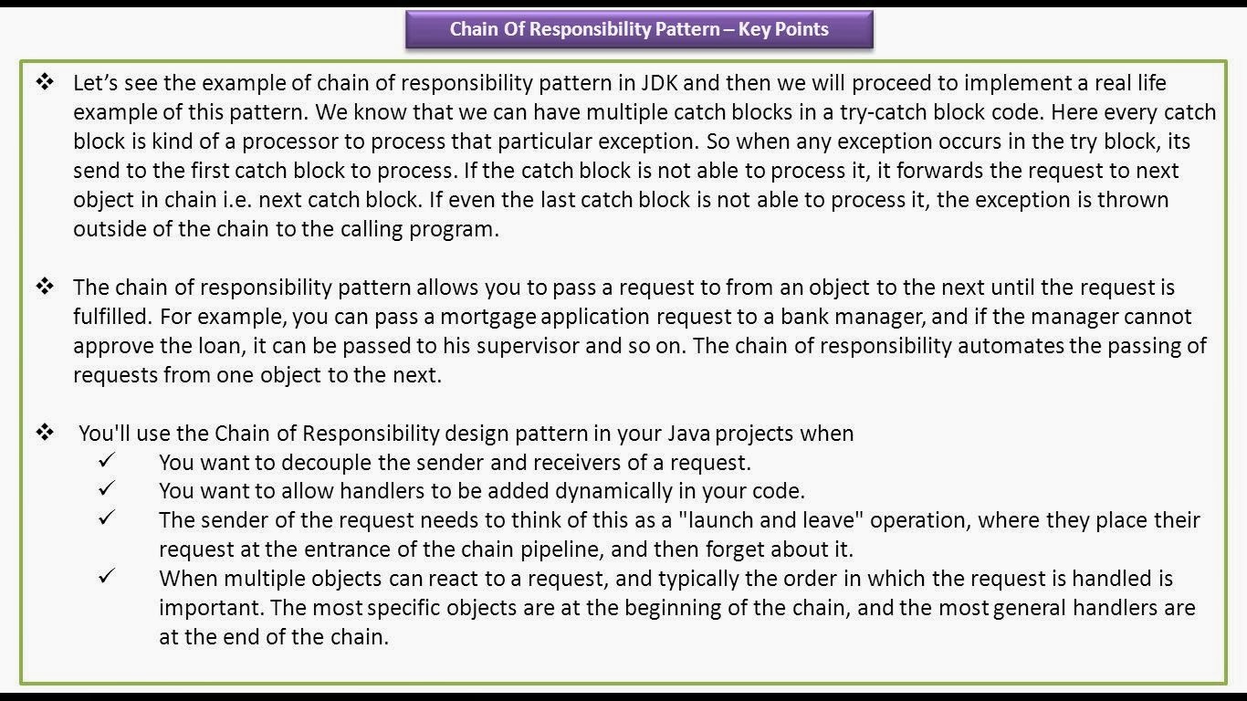 JAVA EE Chain Of Responsibility Design Pattern Key Points