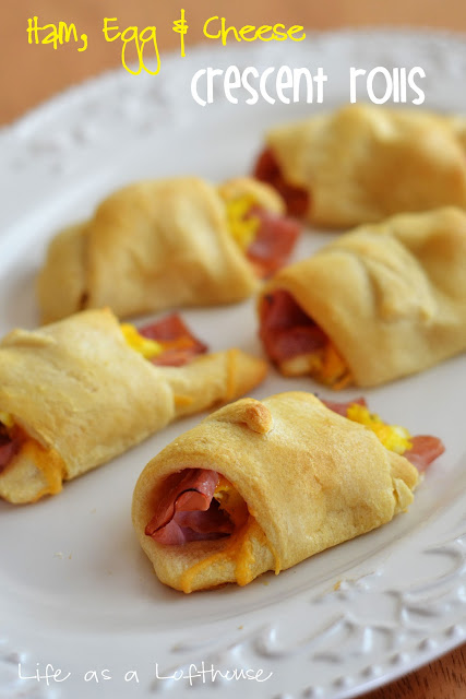 Soft and crispy crescent rolls filled with ham, egg and cheese. Life-in-the-Lofthouse.com