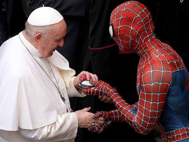 Pope Francis meets Spiderman at Vatican photo