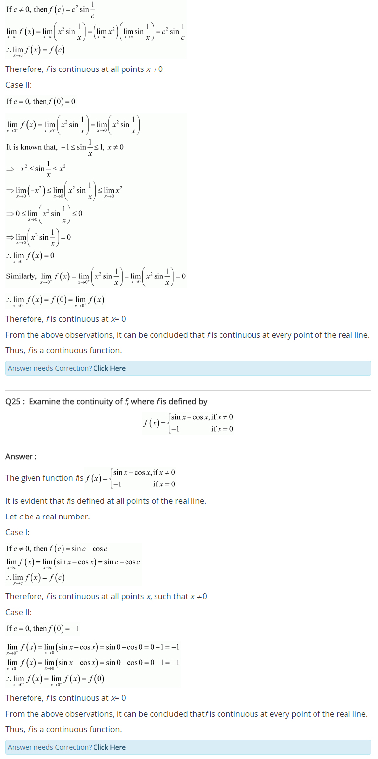 Class 12 Maths Chapter 5 Continuity and Differentiability