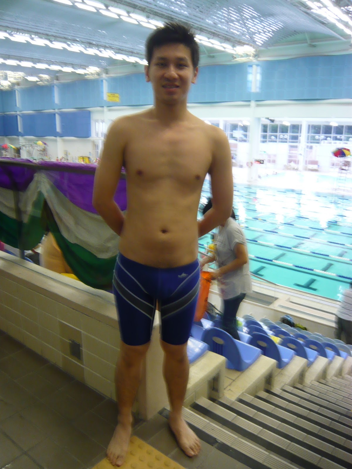 Male Athletes World Swimming Tony Yip wearing jammer after complete