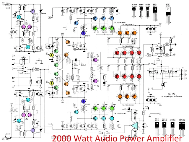 2000W high power amplifier 2SC5359 2SA1987