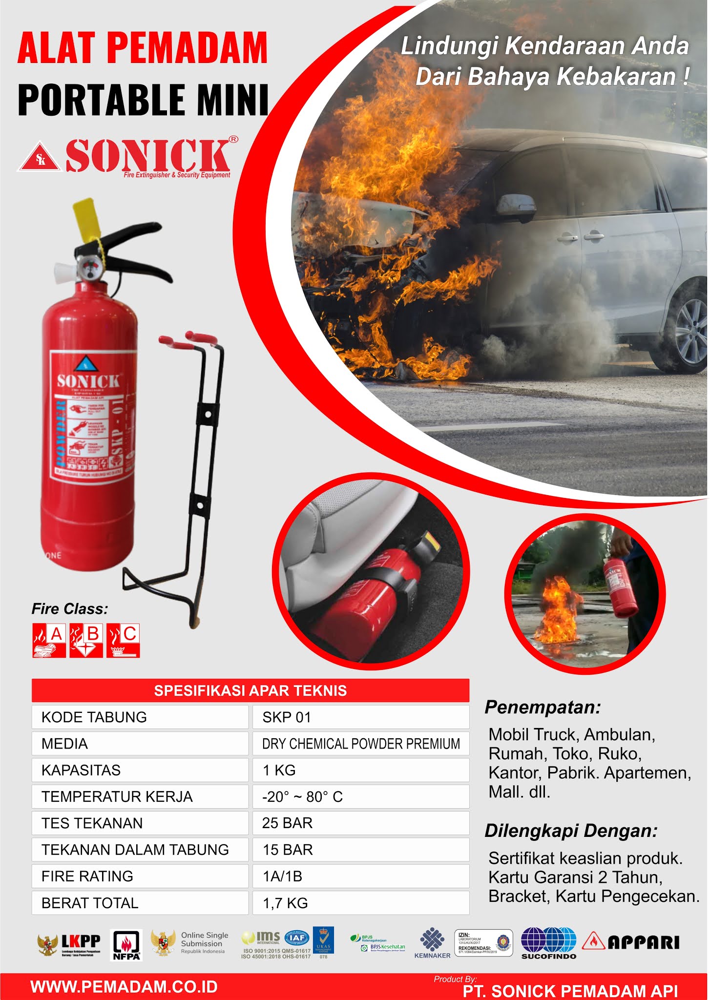 APAR Dry Chemical Powder 1 Kg supplier apar cikarang