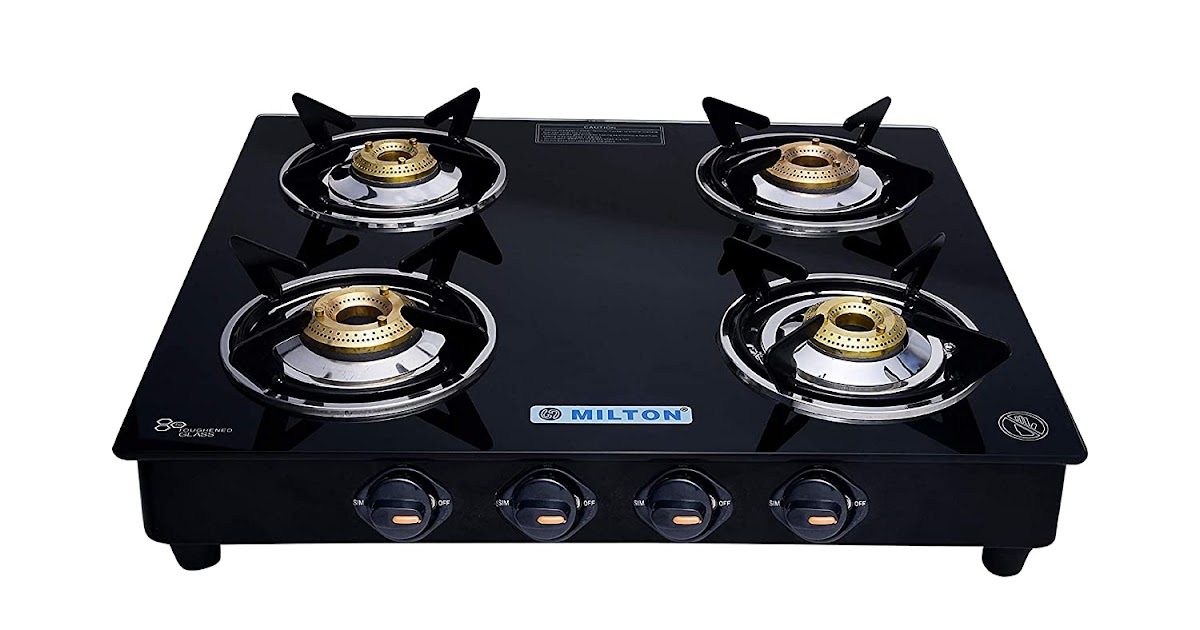 Milton Premium 4 Burner Gas Stove with Black Glass Top
