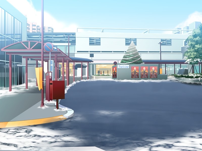 Anime Landscape: Christmas Mall Anime Background (day, sunset & night)