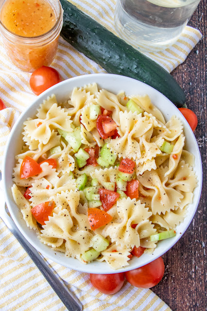 Salad in a large white bowl