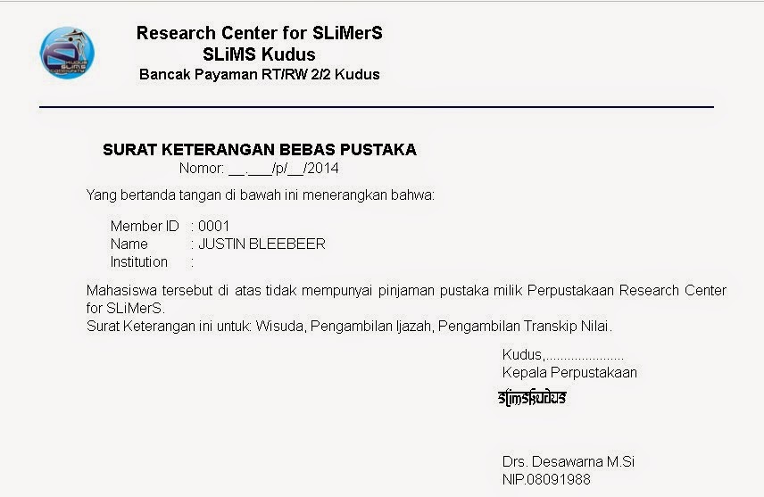 Plugin Slims 7 Kartu Bebas Pustaka Komunitas Slims Kudus