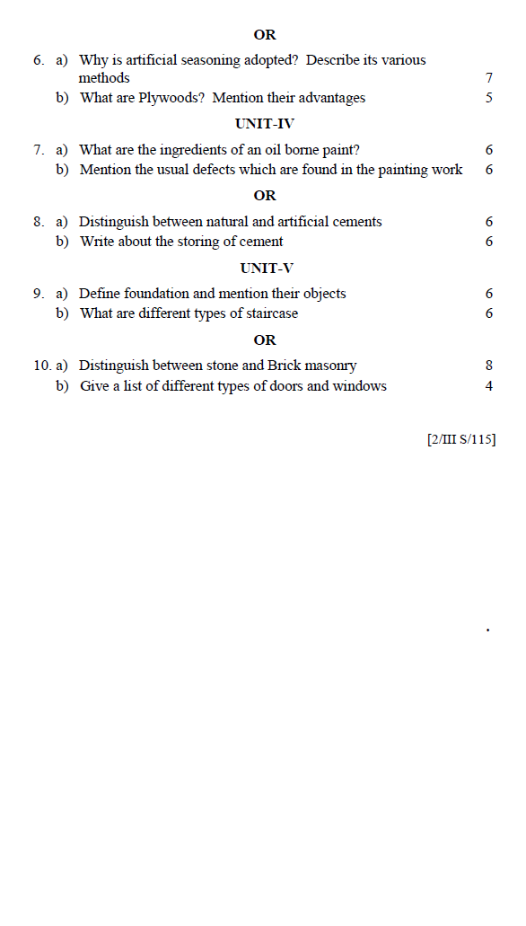 GITAM EURCE303A Building Materials and Building Construction Nov 2015