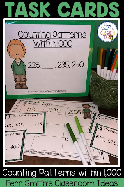 Click Here to Download this Counting Patterns Within 1,000 Task Card, Color By Numbers, and Center Games Bundle For Your Classroom Today