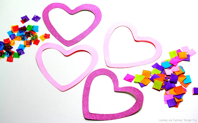 Valentines crafts for Toddlers and Preschoolers. Heart Suncatchers. Learning and Exploring Through Play.