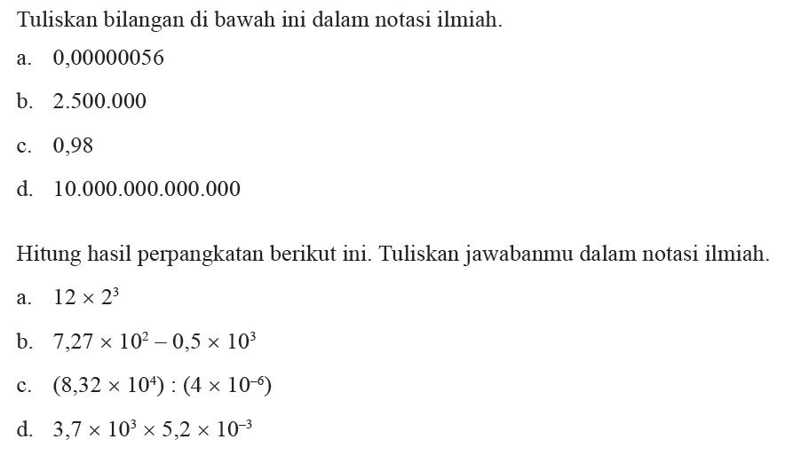 Belajar Matematika Itu Mudah LATIHAN SOAL NOTASI ILMIAH