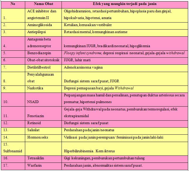 pengaruh obat pada kehamilan