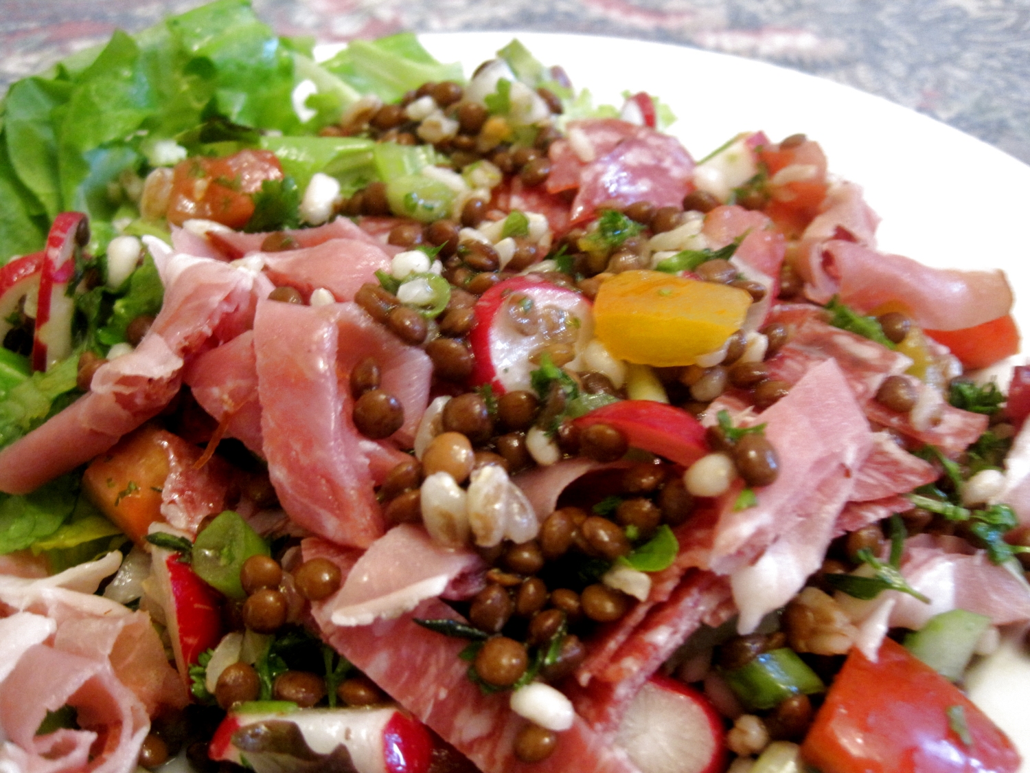 Lynne's Dinners Salad with Puy Lentil, Whole Grains, Bayonne Ham