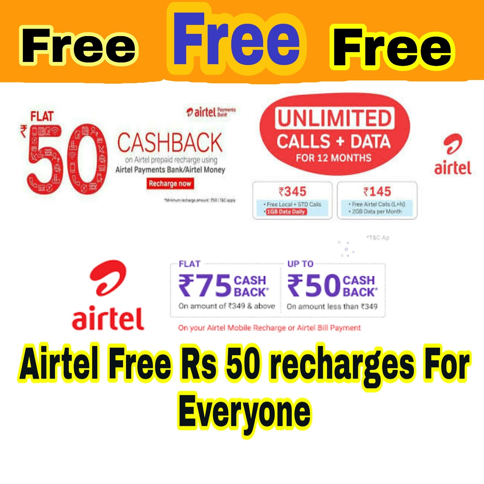Airtel ₹10 ₹300 Amazon Pay Balance On ₹35 Recharge Free Recharge