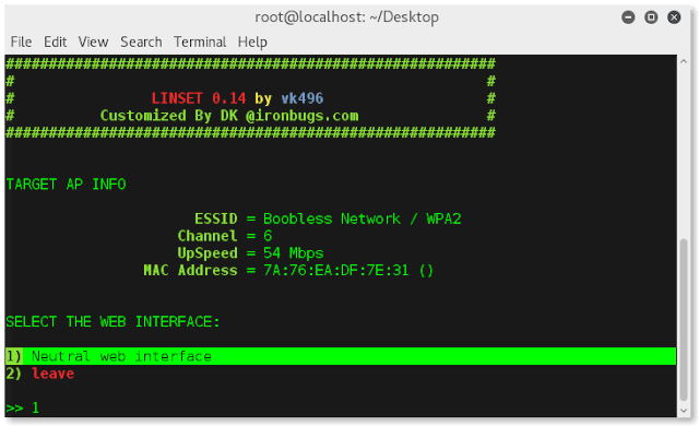Custom Linset Airmon-ng web interface language Custom Linset Airmon-ng select web interface and language
