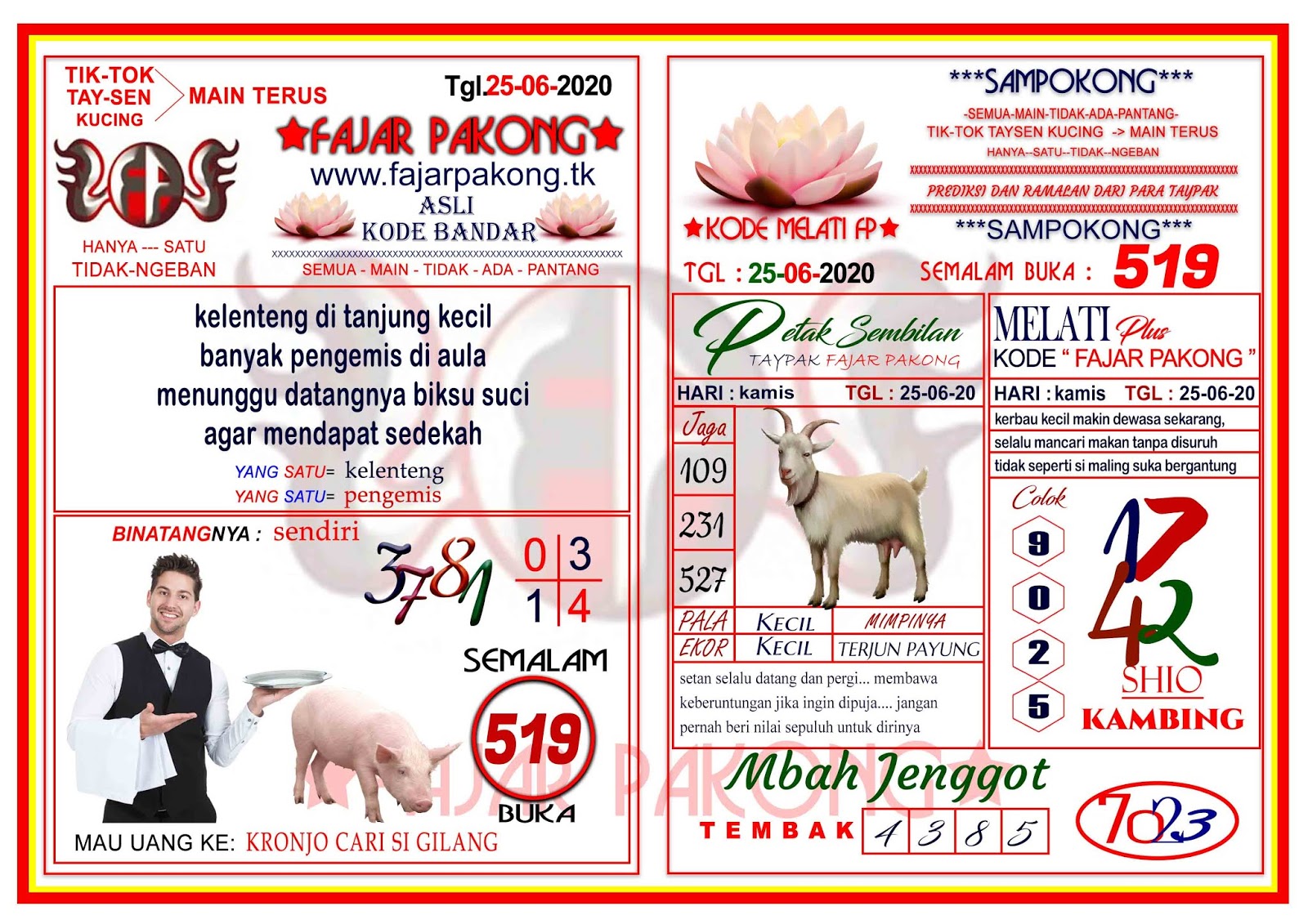 Pengeluaran Fajar Pakong Melati Hari Ini 2020
