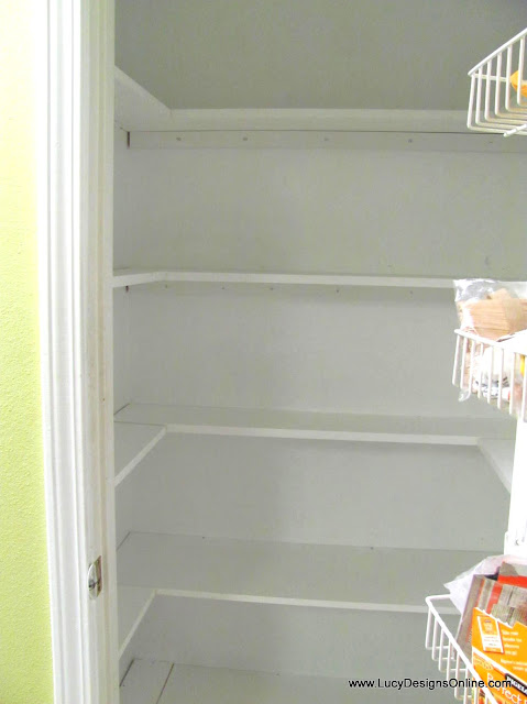 replace wire shelving with wood shelves in kitchen pantry