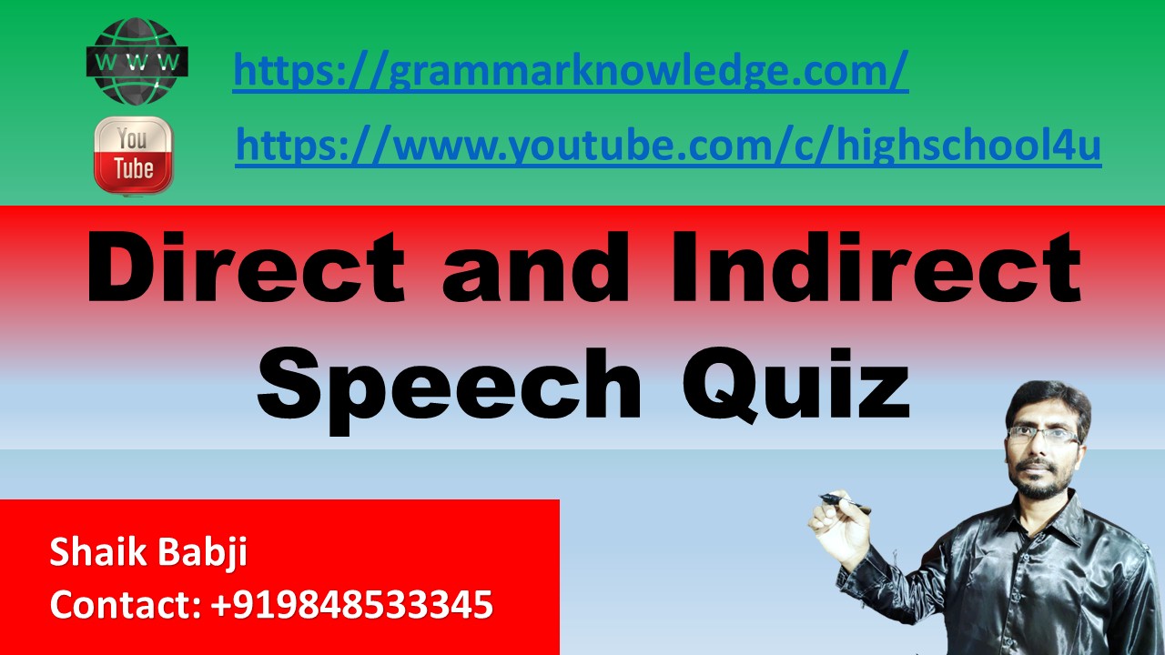 Direct and Indirect Speech Quiz | Reported Speech Quiz - 1 - Grammar ...