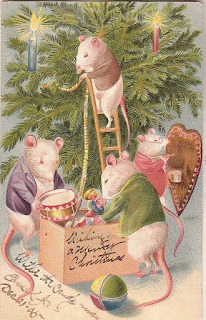 Schöne Grußkarte frohes neues Jahr Maus und Ratte 2024. Kostenlose, schöne Live-Weihnachtskarten im Jahr der Maus
