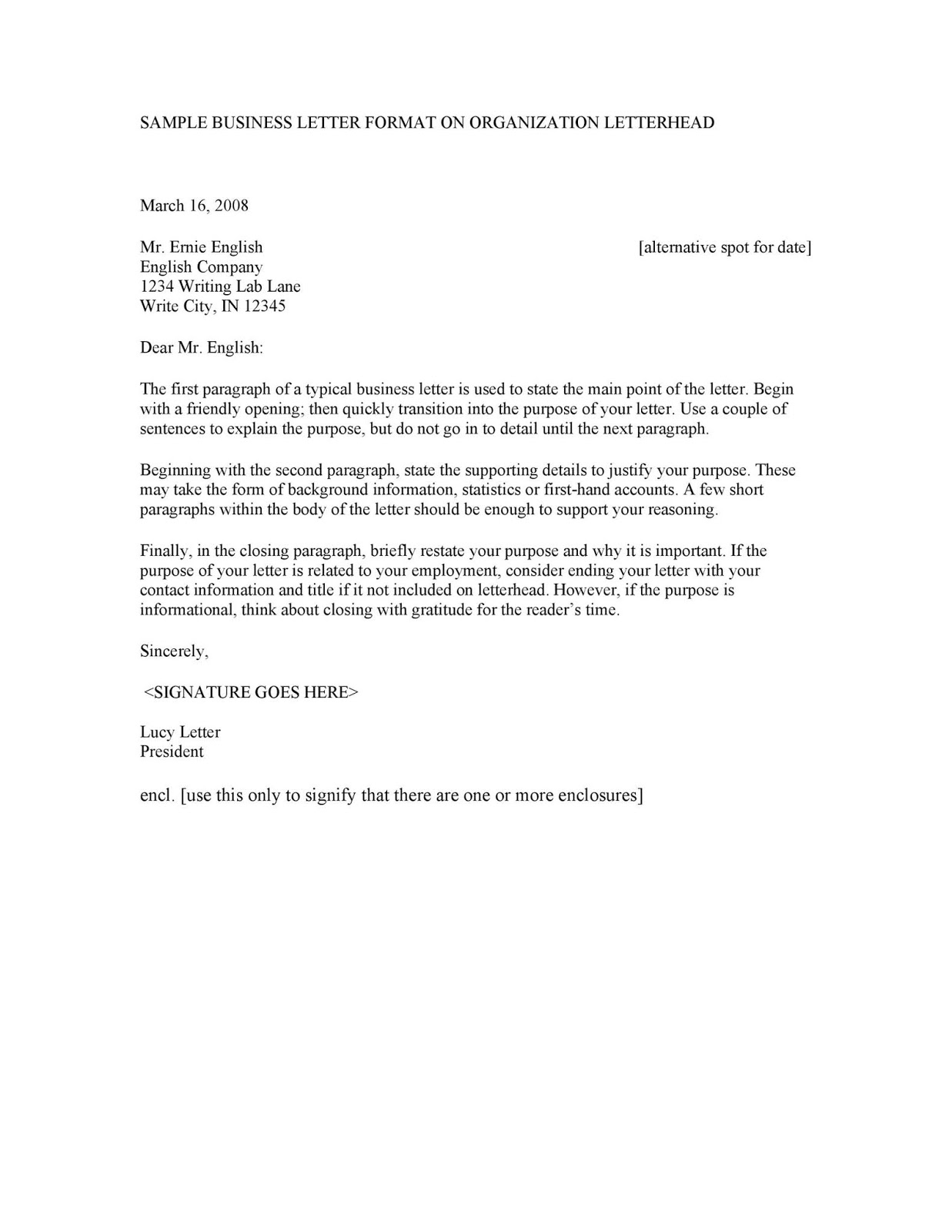 Business Letter Example For A Company  Writing Letter
