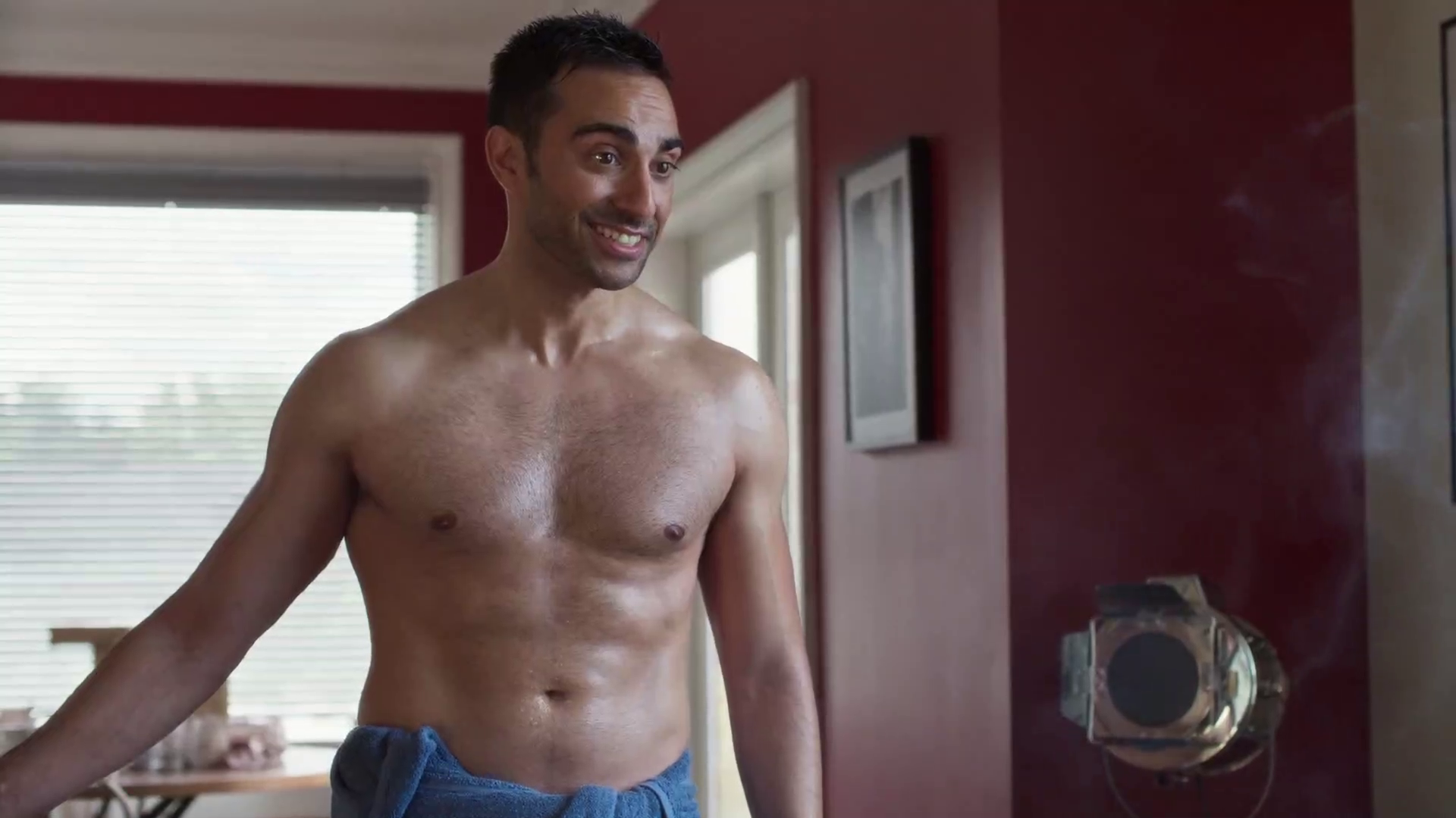 ausCAPS: Lee Majdoub shirtless in You Me Her 5-03 "Squonk Happens"