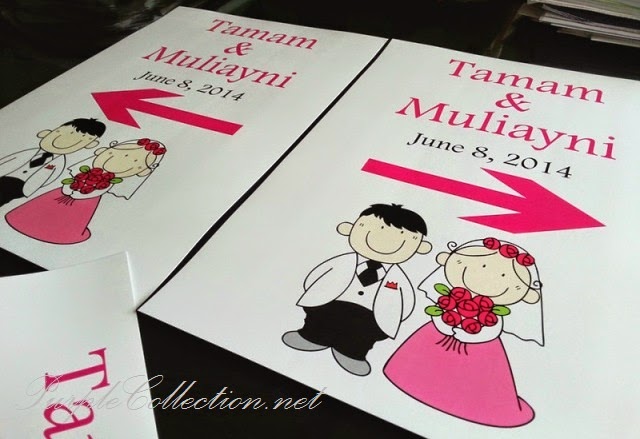 Malay wedding, sign, signage, direction, print, printing, cetak, cetakan, lokasi, singapore, JB, johor bahru, Kuala Lumpur, KL, Selangor, Malaysia, Penang, Perak, Pahang, A4, A3 saiz, kad kahwin, moden, modern, unique, cute, cartoon, couple, kartun, personalised, personalized, custom made, custom design