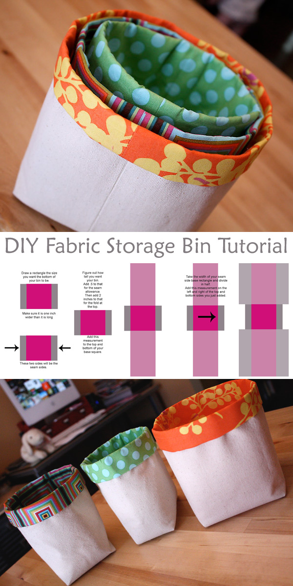 Rectangle Fabric Bin Tutorial DIY Tutorial Ideas!