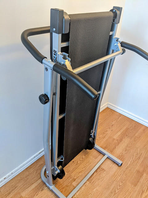 Progear 190 Manual Treadmill in the upright position.