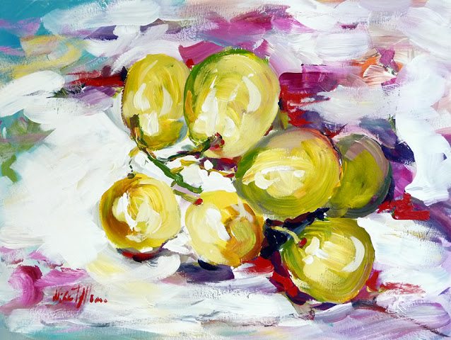 Grapes  acrylic on paper painting by Mikko Tyllinen