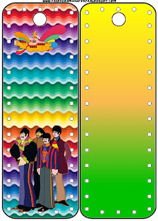 Beatles Yellow Submarine: Free Party Printables. Beatles Yellow Submarine Free Printable Bookmarks.