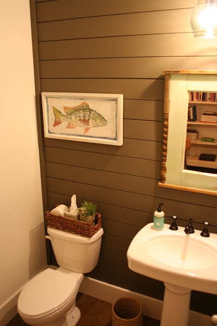 Small powder room with dark shiplap | The Lowcountry Lady