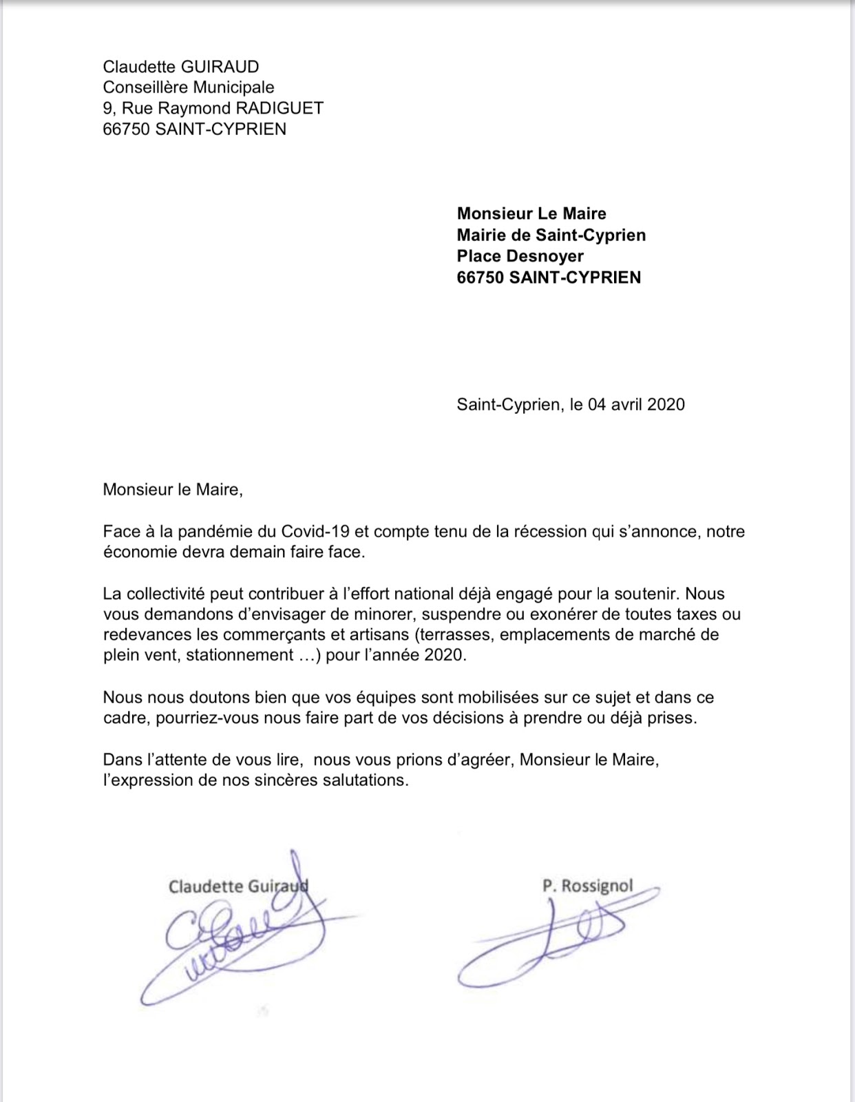 Le blog de Claudette Guiraud Courrier adressé au maire,pour faire des