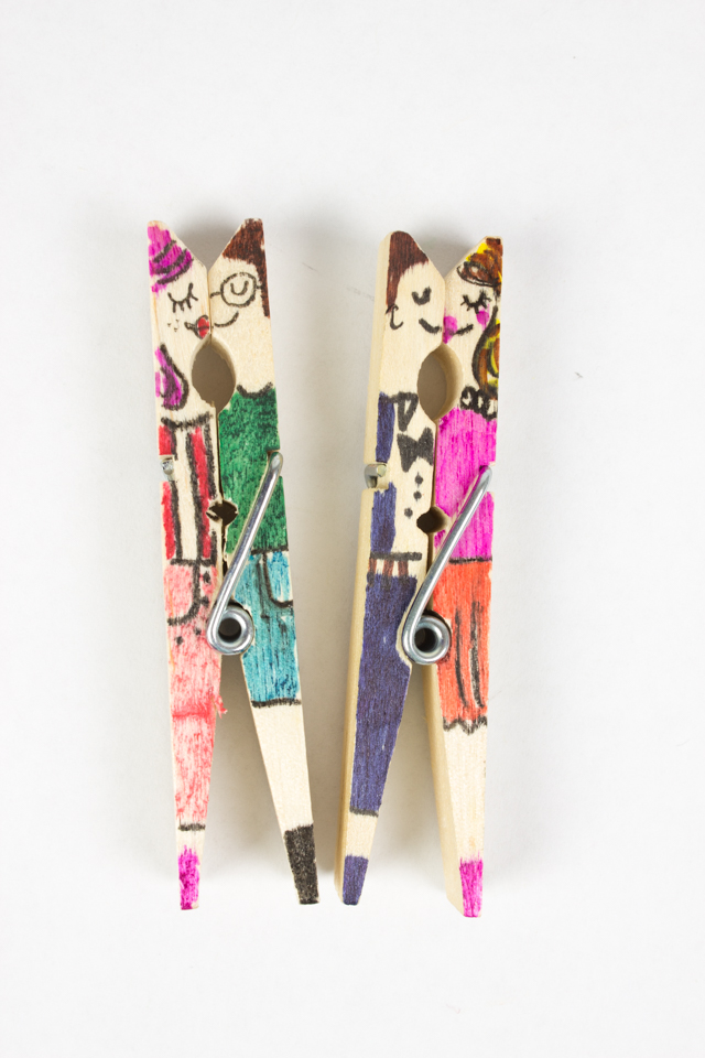 Clothespin People and Doodles Pink Stripey Socks