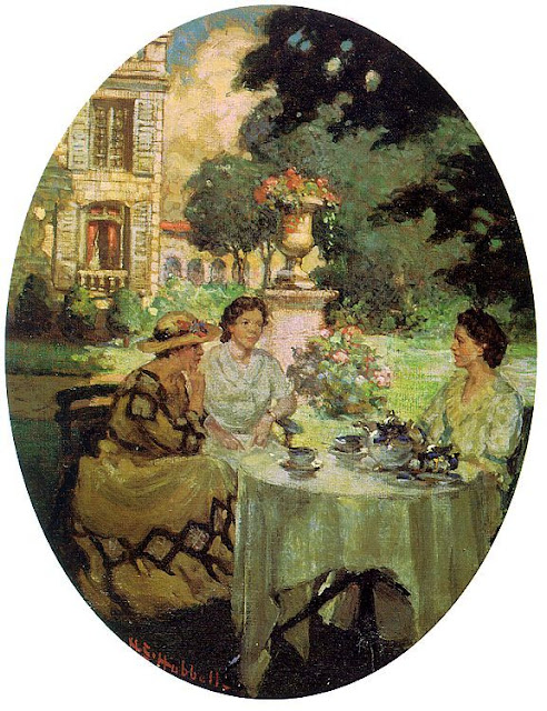 Tea in the Garden at the Chateau de Rozieres - Henry Salem Hubbe