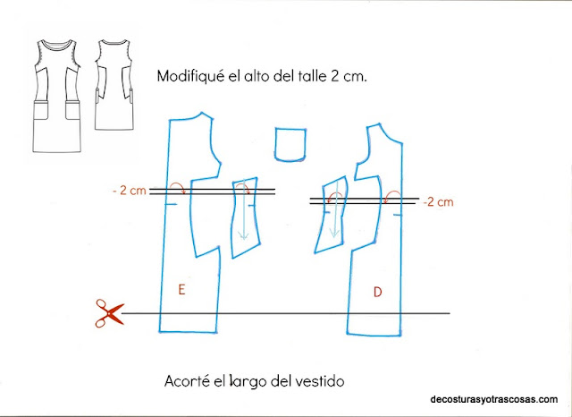 como acortar el alto del talle sobre patrón