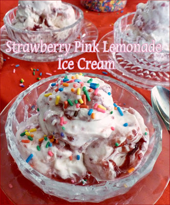 Strawberry Pink Lemonade (NO CHURN) Ice cream uses lemonade concentrate, fresh strawberries and just a few other ingredients for a refreshing summer treat. | Recipe developed by www.BakingInATornado.com | #recipe #summer #dessert