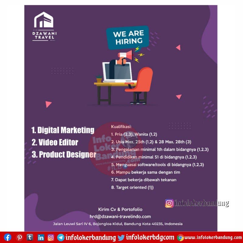 Lowongan Kerja Pt Dzawani Travel Indonesia Bandung Februari 2021 Info Loker Bandung 2021