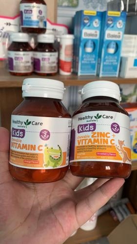 Viên nhai C và kẽm của Healthy care Mẫu Mới 60v