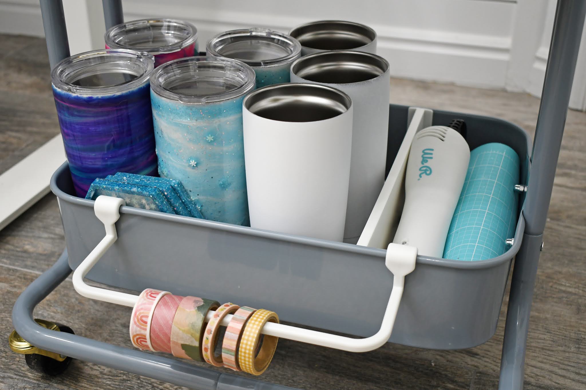 Aly Dosdall Store Your Tumbler Making Supplies in a Craft Storage Cart