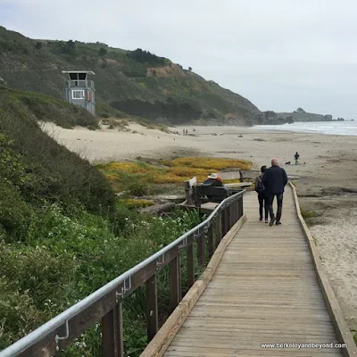 boardwalk down to the sand at Stinson Beach, California